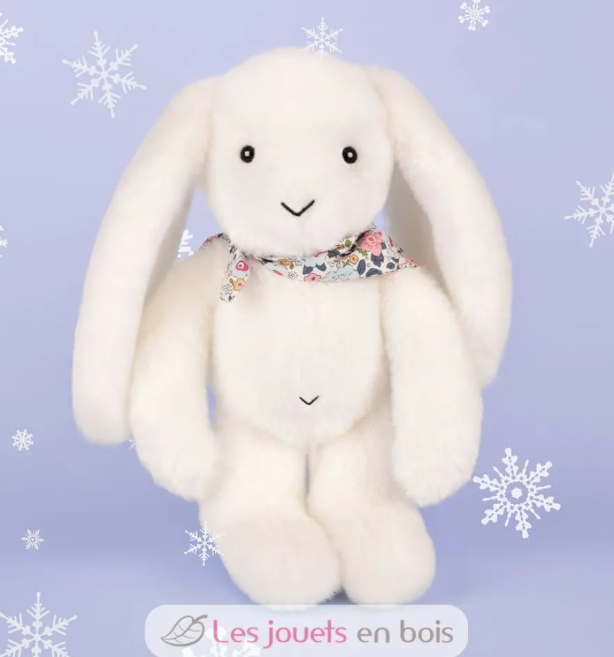 Peluche Lapin Fleurette blanc 25 cm - Doudou et Compagnie