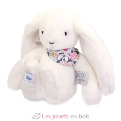 Peluche Lapin Fleurette blanc 25 cm - Doudou et Compagnie