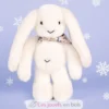 Peluche Lapin Fleurette blanc 35 cm - Doudou et Compagnie