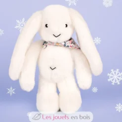 Peluche Lapin Fleurette blanc 35 cm - Doudou et Compagnie