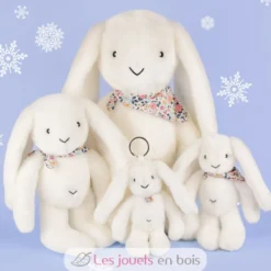 Peluche Lapin Fleurette blanc 35 cm - Doudou et Compagnie