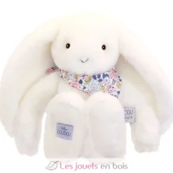 Peluche Lapin Fleurette blanc 35 cm - Doudou et Compagnie