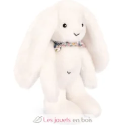 Peluche Lapin Fleurette blanc 35 cm - Doudou et Compagnie