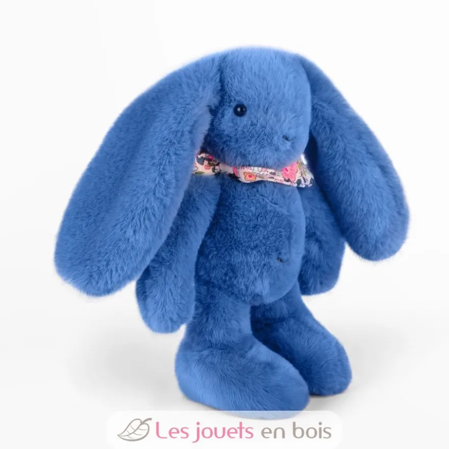 Peluche Lapin Fleurette bleu 25 cm - Doudou et Compagnie