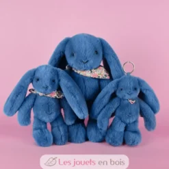 Peluche Lapin Fleurette bleu 35 cm - Doudou et Compagnie