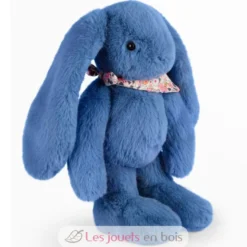 Peluche Lapin Fleurette bleu 35 cm - Doudou et Compagnie
