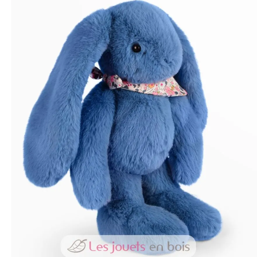 Peluche Lapin Fleurette bleu 35 cm - Doudou et Compagnie