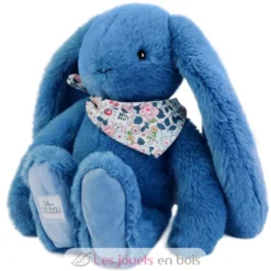 Peluche Lapin Fleurette bleu 35 cm - Doudou et Compagnie