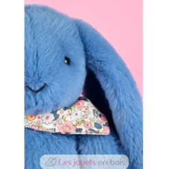 Peluche Lapin Fleurette bleu 35 cm - Doudou et Compagnie