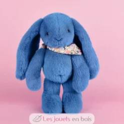 Peluche Lapin Fleurette bleu 35 cm - Doudou et Compagnie