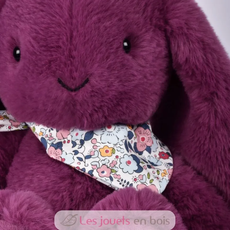 Peluche Lapin Fleurette prune 25 cm - Doudou et Compagnie