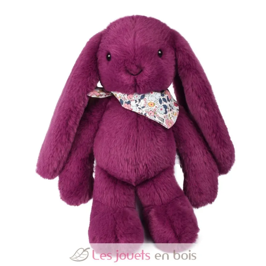 Peluche Lapin Fleurette prune 35 cm - Doudou et Compagnie