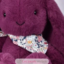 Peluche Lapin Fleurette prune 35 cm - Doudou et Compagnie