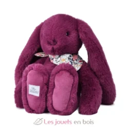 Peluche Lapin Fleurette prune 35 cm - Doudou et Compagnie