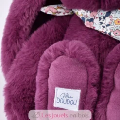 Peluche Lapin Fleurette prune 35 cm - Doudou et Compagnie