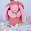 Peluche Lapin Fleurette rose grenadine 25 cm - Doudou et Compagnie