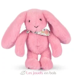 Peluche Lapin Fleurette rose grenadine 25 cm - Doudou et Compagnie