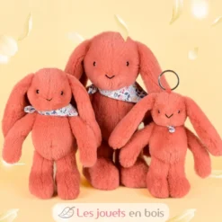 Peluche Lapin Fleurette terracotta 35 cm - Doudou et Compagnie