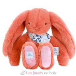 Peluche Lapin Fleurette terracotta 25 cm - Doudou et Compagnie