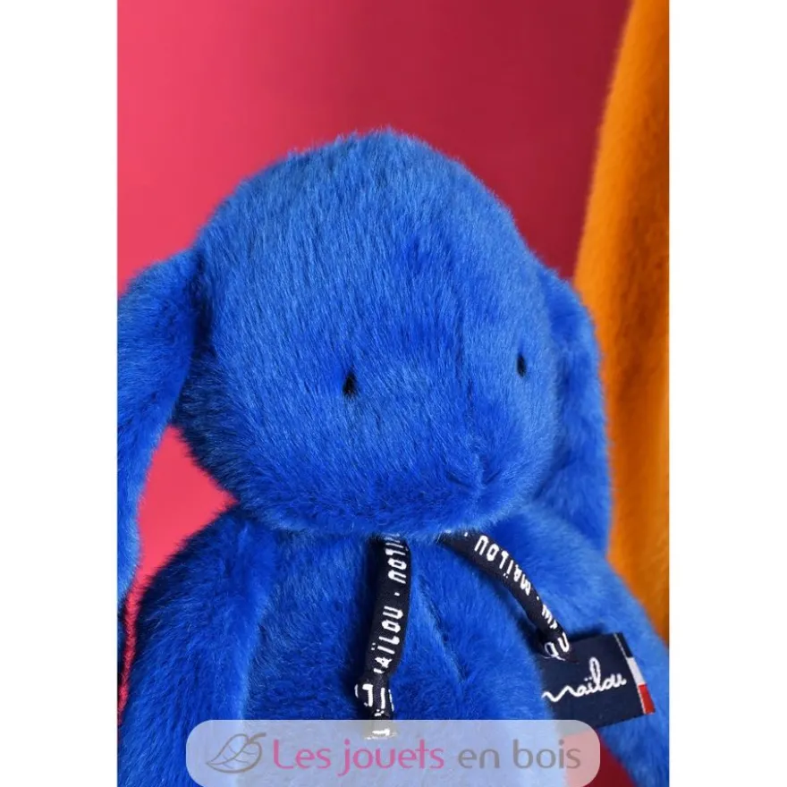 Peluche Lapin Méloé bleu électrique 37 cm - Maïlou Tradition