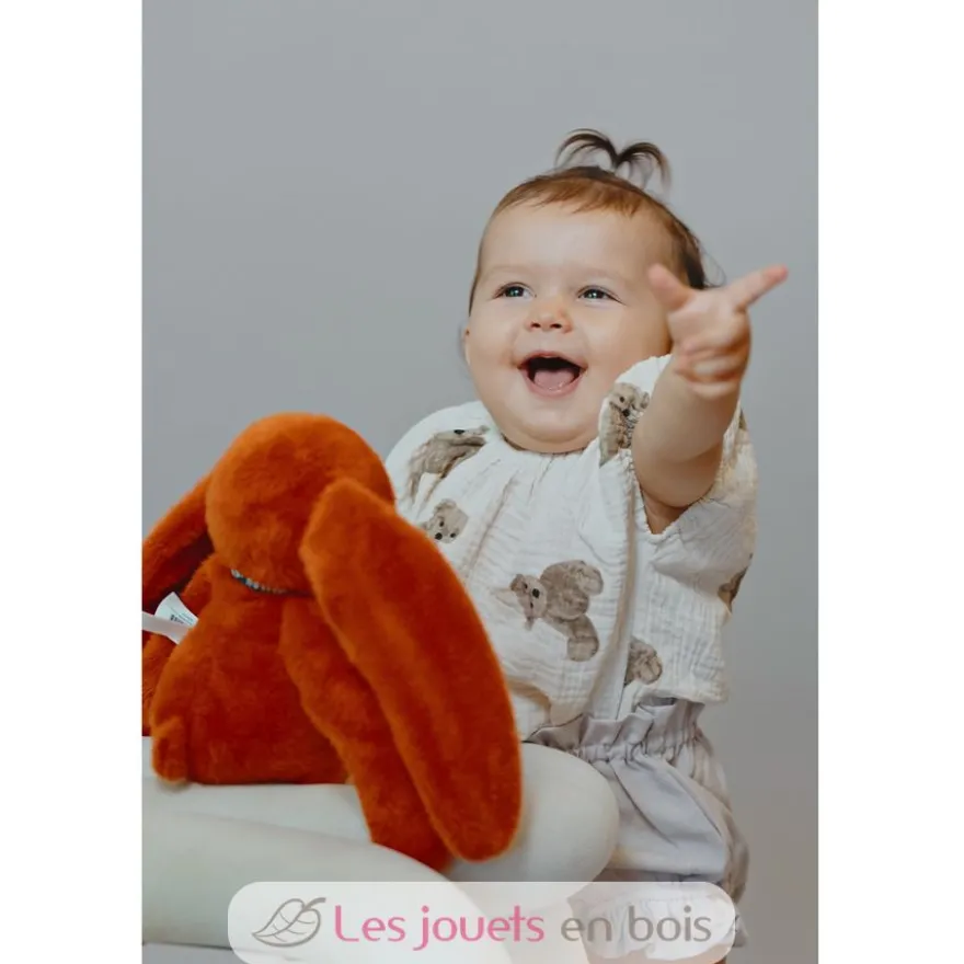 Peluche Lapin Méloé potiron 37 cm - Maïlou Tradition