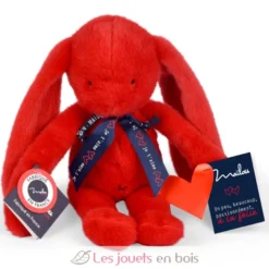 Peluche Lapin Méloé rouge passion 37 cm - Maïlou Tradition