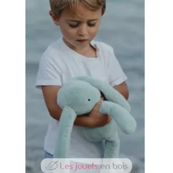Peluche Lapin Méloé vert sauge 37 cm - Maïlou Tradition