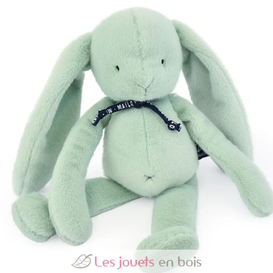 Peluche Lapin Méloé vert sauge 37 cm - Maïlou Tradition