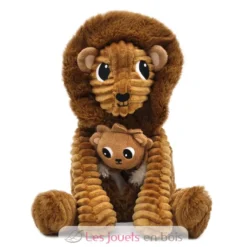 Peluche lion papa et son bébé marron cassonade - Les Déglingos