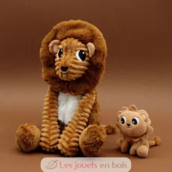 Peluche lion papa et son bébé marron cassonade - Les Déglingos
