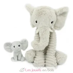Peluche éléphant maman et son bébé gris clair - Les Déglingos