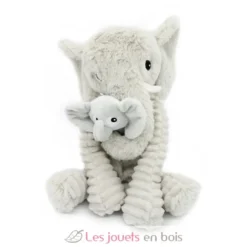 Peluche éléphant maman et son bébé gris clair - Les Déglingos