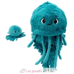 Peluche méduse Lilou maman et son bébé bleu - Les Déglingos