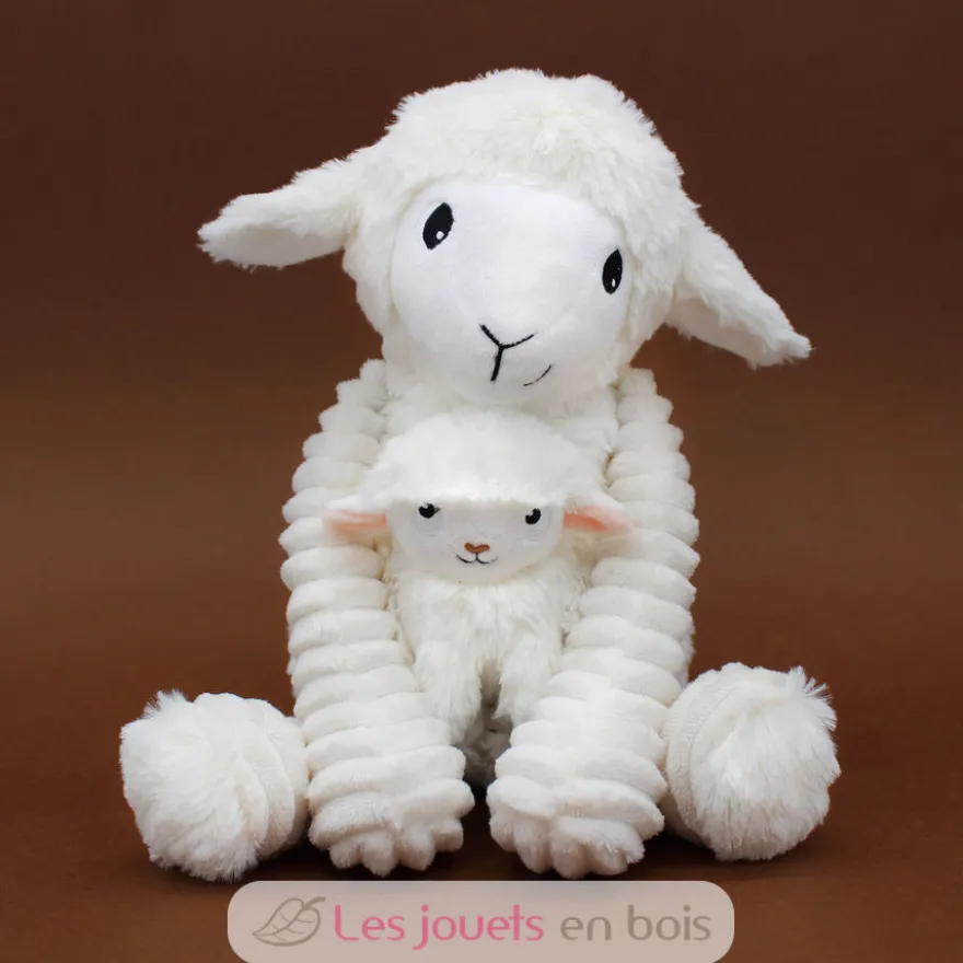 Peluche mouton Olou maman et son bébé blanc - Les Déglingos