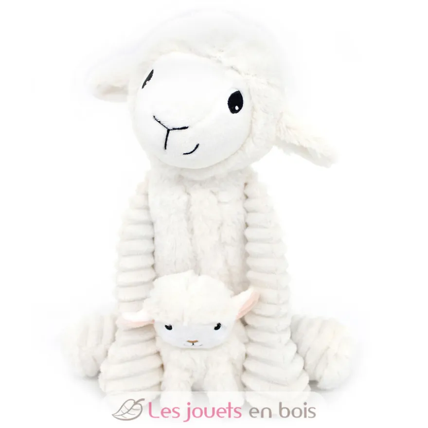 Peluche mouton Olou maman et son bébé blanc - Les Déglingos