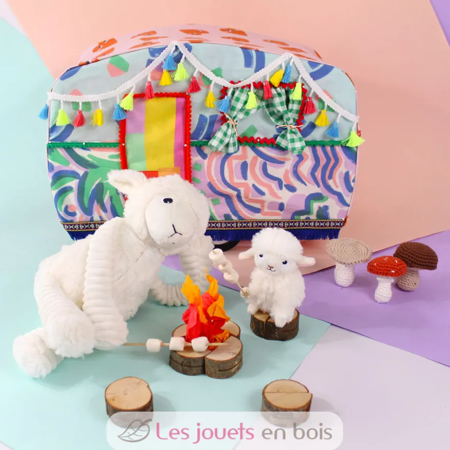 Peluche mouton Olou maman et son bébé blanc - Les Déglingos
