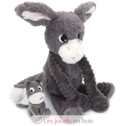 Peluche âne Poitou maman et son bébé gris - Les Déglingos