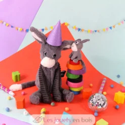 Peluche âne Poitou maman et son bébé gris - Les Déglingos
