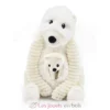 Peluche ours polaire maman et son bébé blanc - Les Déglingos