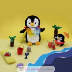 Peluche pingouin Iglou maman et son bébé noir - Les Déglingos
