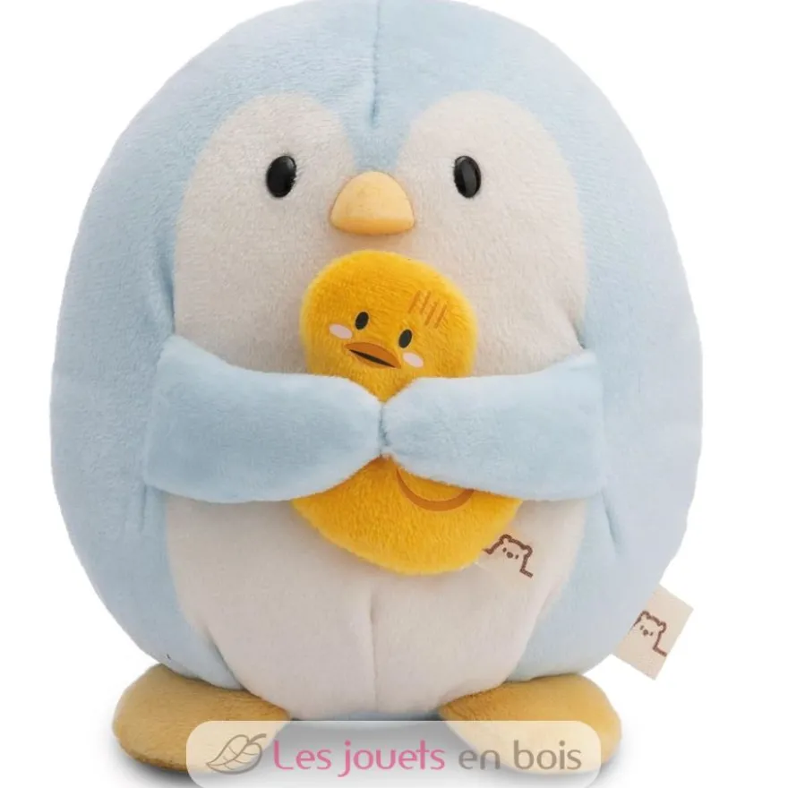 Peluche Pingouin Waddle 16 cm avec un canard - Nici