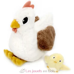 Peluche poule Pioupiou maman et son bébé blanc - Les Déglingos