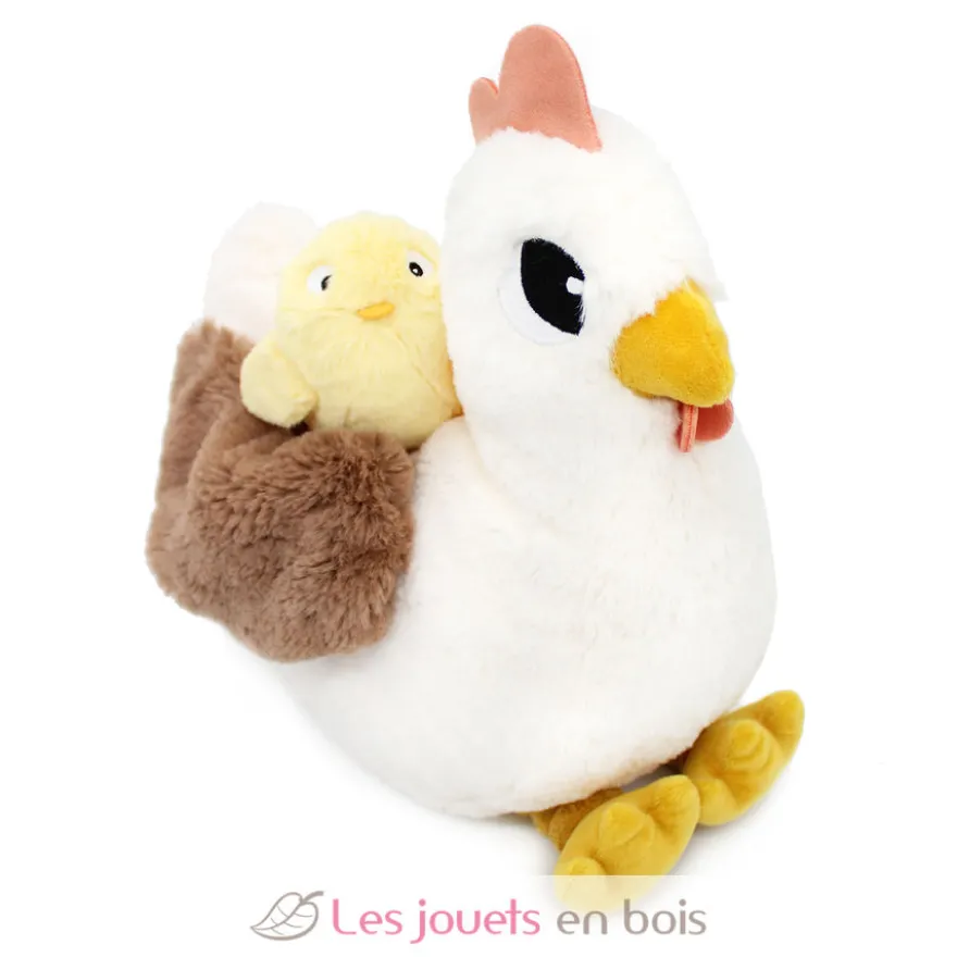 Peluche poule Pioupiou maman et son bébé blanc - Les Déglingos