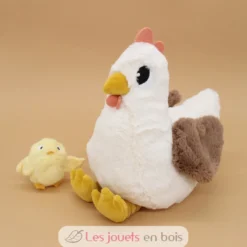 Peluche poule Pioupiou maman et son bébé blanc - Les Déglingos
