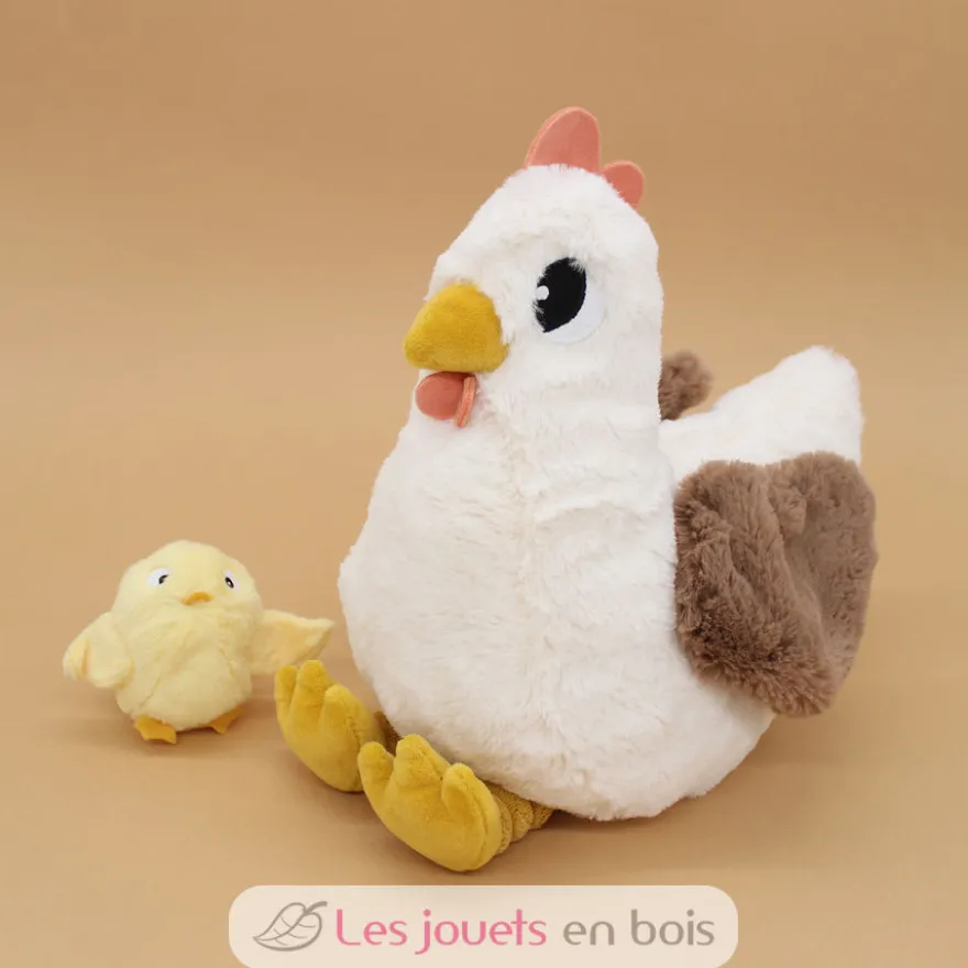 Peluche poule Pioupiou maman et son bébé blanc - Les Déglingos