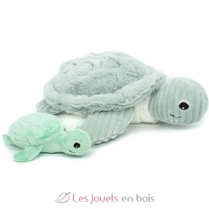 Peluche Ptipotos maman bébé tortue menthe - Les Déglingos