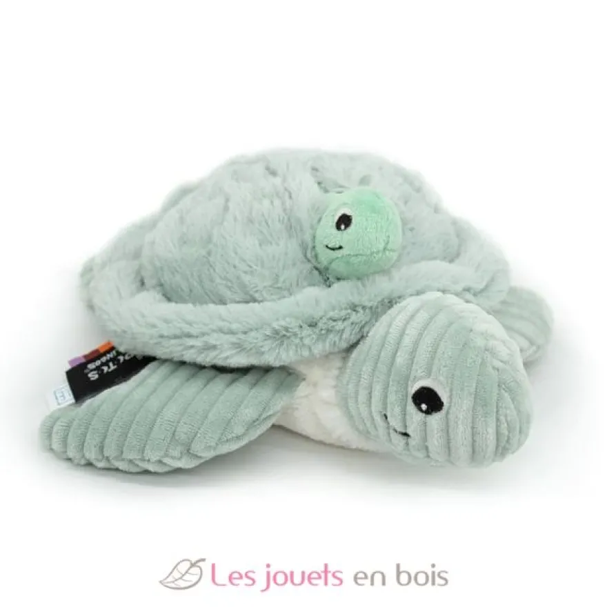 Peluche Ptipotos maman bébé tortue menthe - Les Déglingos