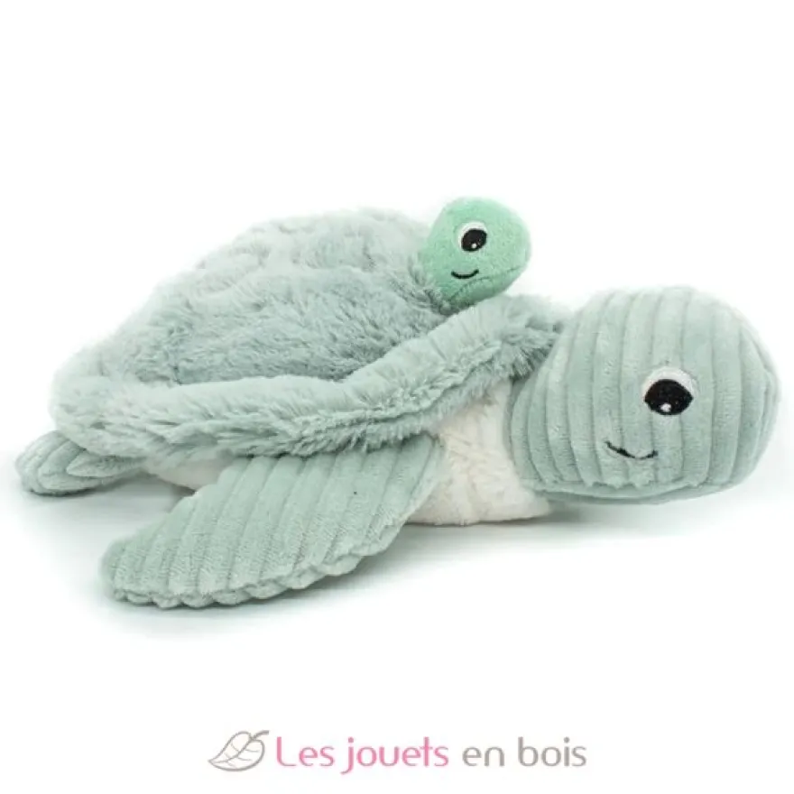 Peluche Ptipotos maman bébé tortue menthe - Les Déglingos