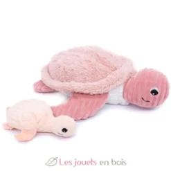 Peluche Ptipotos maman bébé tortue rose - Les Déglingos