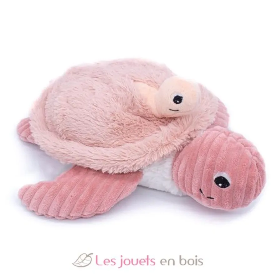 Peluche Ptipotos maman bébé tortue rose - Les Déglingos
